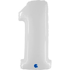 Balão Foil Número Branco Fluo 102cm