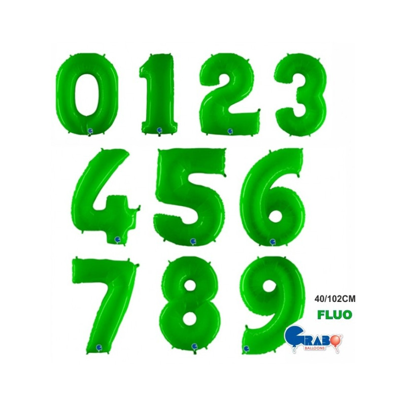 Balão Foil Número Verde Lime Fluo 102cm