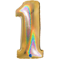 Balão Foil Número Ouro Glitter 102cm