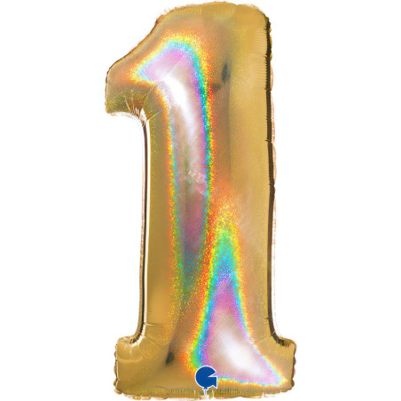 Balão Foil Número Ouro Glitter 102cm
