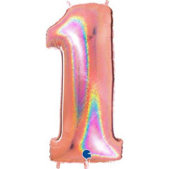 Balão Foil Número Rosa Gold Glitter 102cm