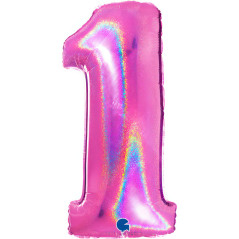 Balão Foil Número Fuchsia Glitter 102cm