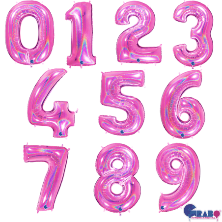 Balão Foil Número Fuchsia Glitter 102cm