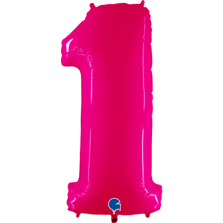 Balão Foil Número Rosa Fluo 102cm