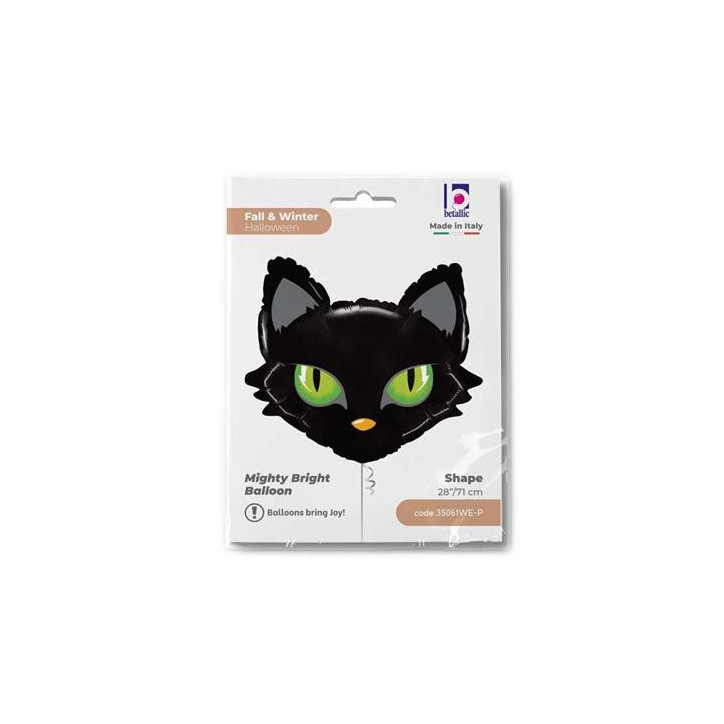 Balão foil Cabeça Gato Preto 71cm Grabo Balão foil Cabeça Gato Preto 71cm Grabo