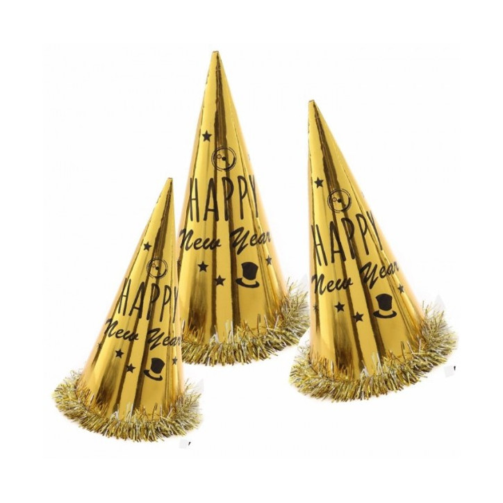 Chapéu Passagem de Ano Ouro Happy New Year Chapéu Passagem de Ano Ouro Happy New Year