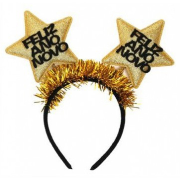 Bandolete Estrelas Ouro Feliz Ano Novo