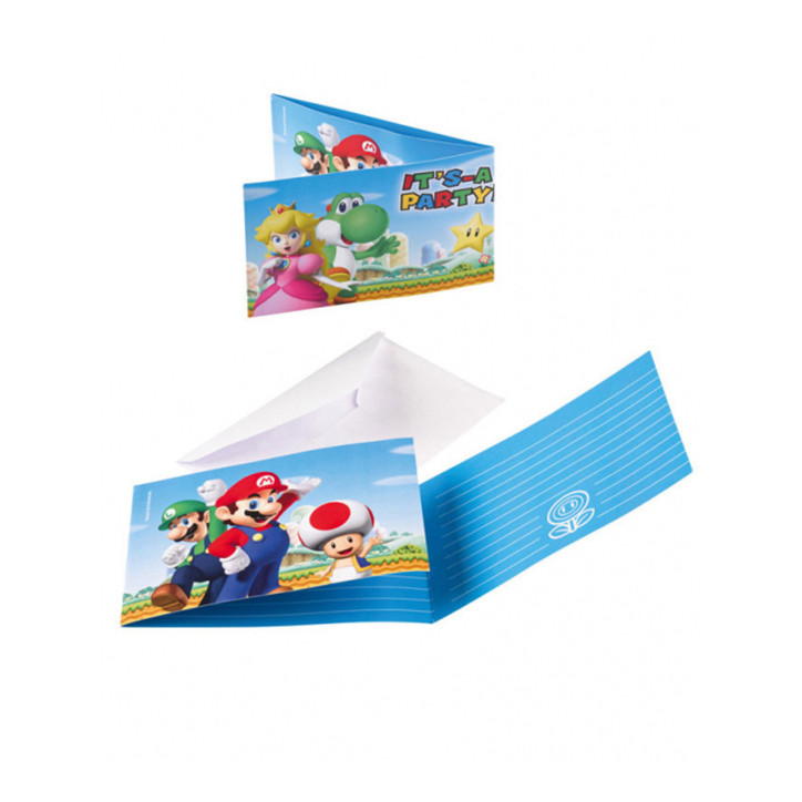 8 Convites Super Mário 8 Convites Super Mário