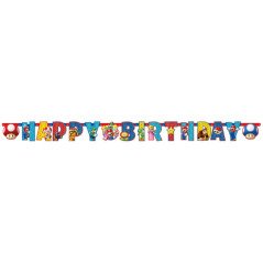 Faixa Happy Birthday Super Mário Papel 190 cm