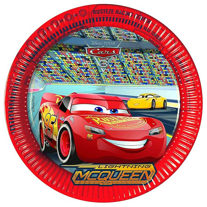 8 Pratos Cars Faisca MCQueen 23cm