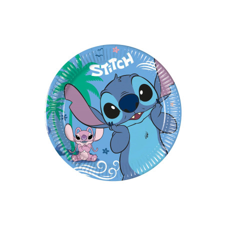 8 Pratos Descartáveis Stitch Papel 20cm