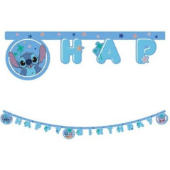 Faixa Happy Birthday do Stitch Papel 200 cm