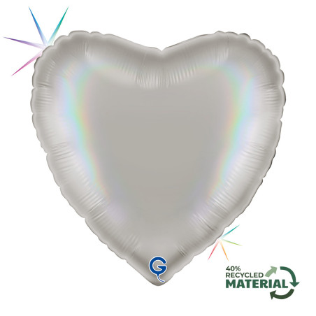 Balão Foil Coração 45cm Platinum Pure