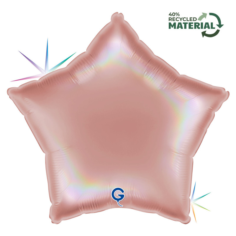 Balão Foil Estrela 45cm Platinum Rose