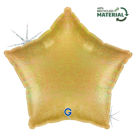 Balão Estrela Glitter holografico Ouro