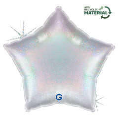 Balão Estrela Glitter holografico Prata