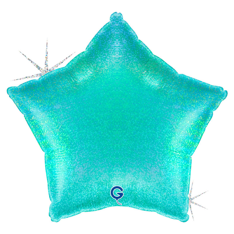 Balão Estrela Glitter holografico Tiffany