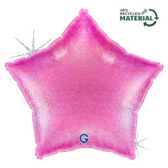 Balão Estrela Glitter holografico Fuschia