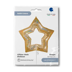 Balão Foil Estrela Linky Glitter Ouro 122cm Grabo