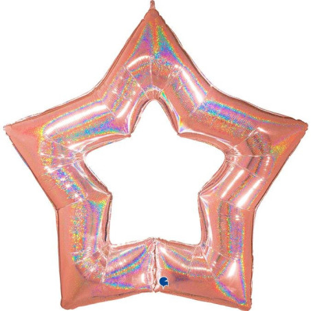 Balão Foil Estrela Linky Glitter Rosa Gold 122cm Grabo