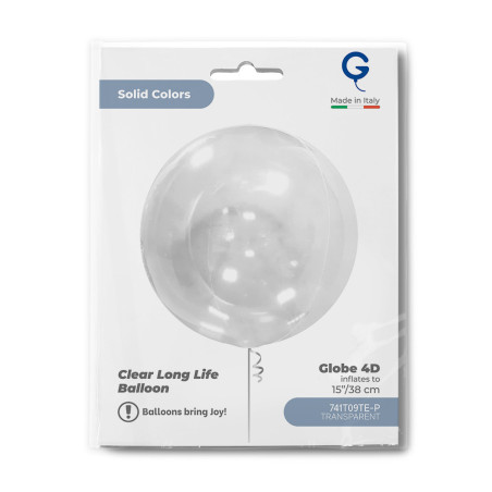 Balão Globo Transparente 38cm 4D Grabo