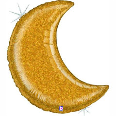 Balão Glitter forma de Lua Ouro 107cm Grabo