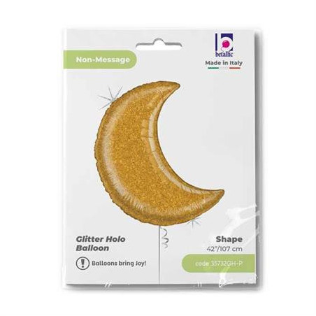 Balão Glitter forma de Lua Ouro 107cm Grabo