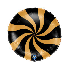 Balão Candy Swirly 46cm Ouro Preto Foil