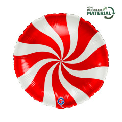 Balão Candy Swirly 91cm Branco Vermelho Foil