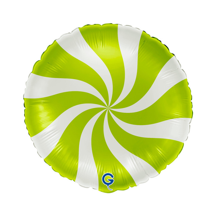 Balão Candy Swirly 91cm Branco Verde Lima 46cm Balão Candy Swirly 91cm Branco Verde Lima 46cm