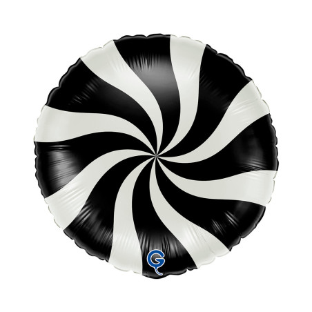 Balão Candy Swirly 91cm Branco Preto Foil