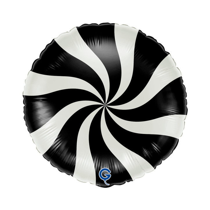 Balão Candy Swirly 91cm Branco Preto Foil