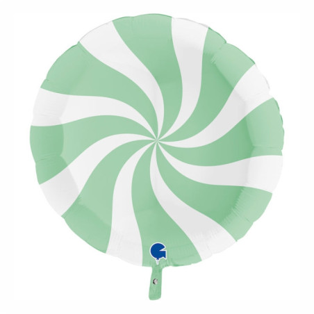 Balão Candy Swirly 91cm Branco Matte Verde Foil