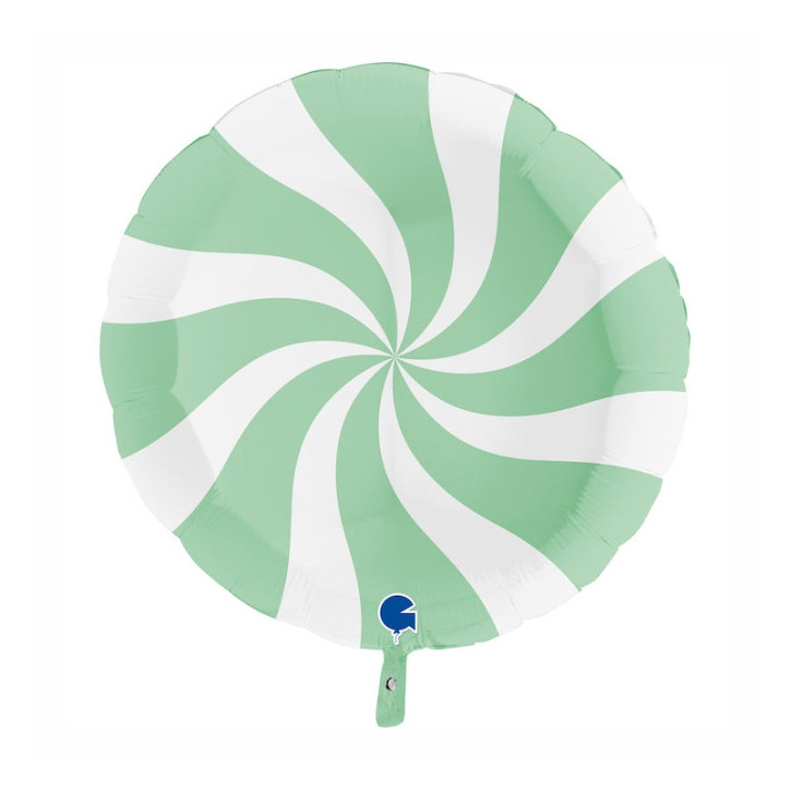 Balão Candy Swirly 91cm Branco Matte Verde Foil Balão Candy Swirly 91cm Branco Matte Verde Foil
