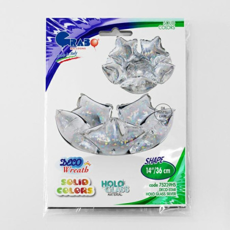 Balão Estrela Deco Prata Glitter 36cm Grabo