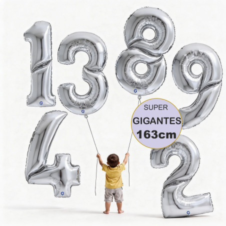 Balão Número Super Gigante 64"/163cm Prata Grabo