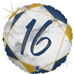 Balão Número 16 Mármore 18"/46cm