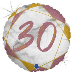 Balão Número 30 Mármore 18"/46cm