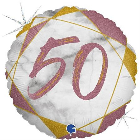 Balão Número 50 Mármore 18"/46cm