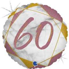 Balão Número 60 Mármore 18"/46cm