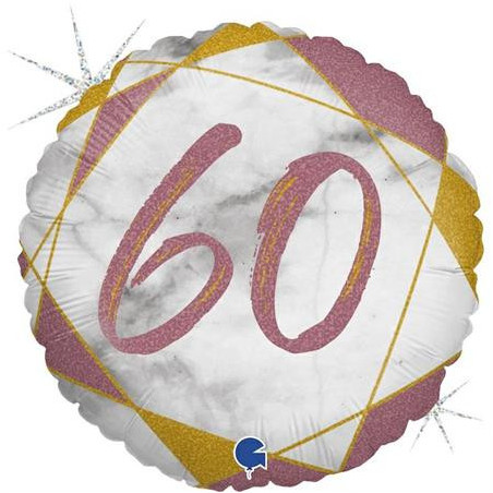 Balão Número 60 Mármore 18"/46cm