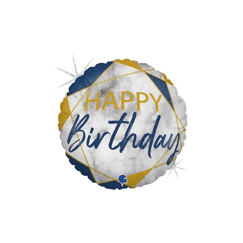 Balão Happy Birthday Mármore 18"/46cm