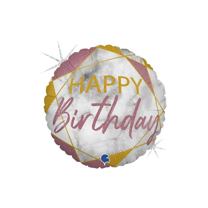 Balão Happy Birthday Mármore 18"/46cm Balão Happy Birthday Mármore 18"/46cm