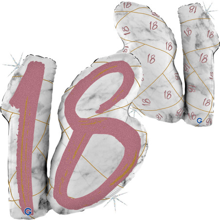 Balão Número 18 Mármore 97cm Grabo