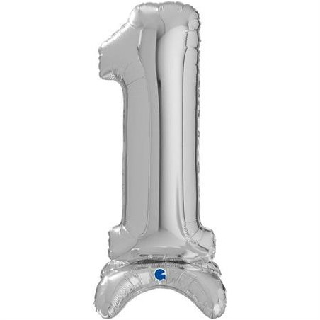 Balão Número Standup Prata 64cm