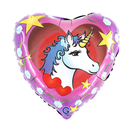 Balão Unicornio Coração 46cm