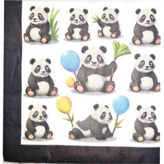 16 Guardanapos Panda 33x33cm