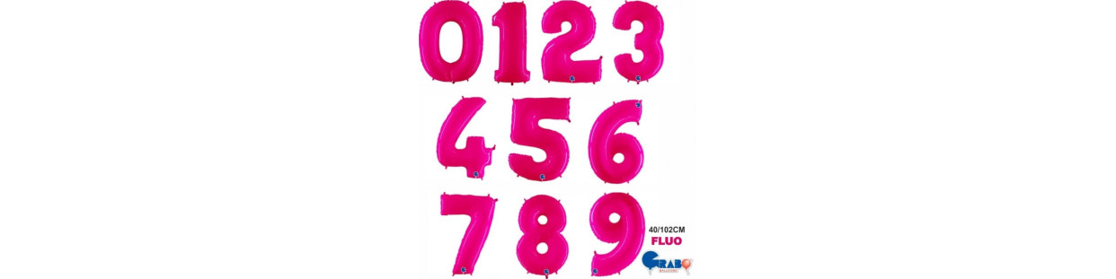 Balões Números Rosa Fluo 102cm